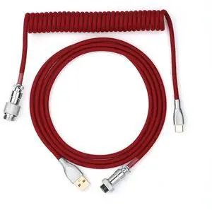 EPOMAKER Mix 1.8m Coiled Type-C to USB A TPU Mechanical Keyboard Space Cable with Detachable Aviator Connector for Gaming Keyboard and Cellphone (Red)