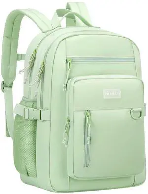 PRAGARI Kids Backpack for School Cute Aesthetic Green Backpack Girls Student Bookbag Women Travel Lightweight Book Bag
