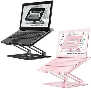 Urmust Adjustable Laptop Stand for Desk Black + Rose Gold 2 pcs a Bundle