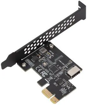 PCIE to Type E Riser Card Expansion Card, USB3.2 PCI E Riser Card for 7 8 10 11 Linux, ASM1042A Master Control, PCIE to USB3.2 GEN1 5Gbps Type C Front (Black)