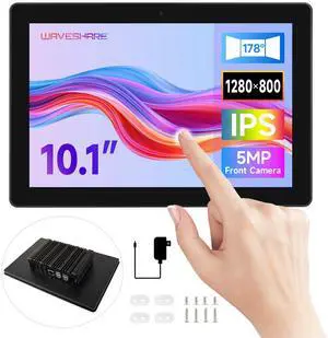 waveshare Industrial HMI All-in-one 10.1inch Touch Display, Compatible with Raspberry Pi 5 (Included), Supports Dual 4K HDMI Output, 10-Point Touch, Aluminum Alloy Case, Efficient Heat Dissipation