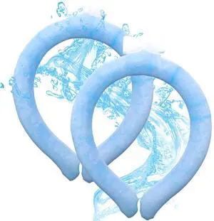 Neck Cooling Tube, Reusable Wearable Cooling Neck Wraps for Summer Heat, Cooling Starts at 28°C, Relief for Hot Flashes and Fever Smart ice Neckband for All Sports Outdoor Activities (2 Blue, M)