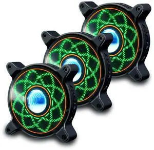 120mm RGB Case PC Fans Cooler Fan with Max 1650 RPM Low Noise Cooling Fan Blade LED Lighting Glows Dynamic Multi-Graph Cycle 3 Pack
