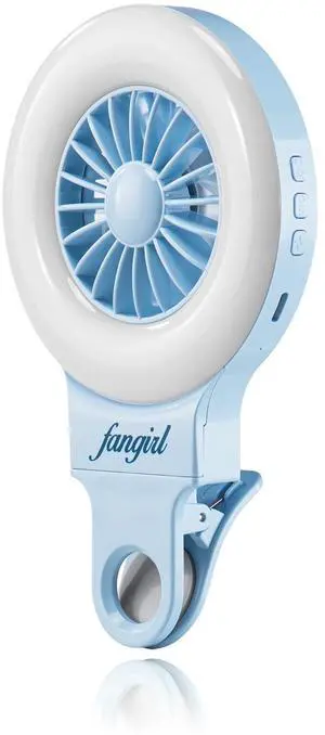 Fangirl by Remi: 2-in-1 Clip on Phone Fan and Selfie Ring Light (Blue)