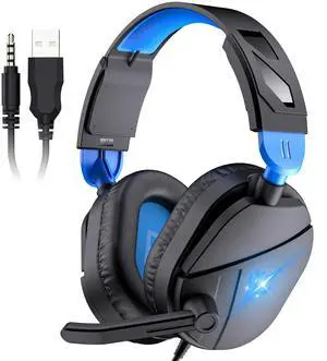 G63 Gaming Headsets for PC, Gaming Headphones with Noise Canceling Mic, PS5 PS4 Headset with Soft Memory Earmuffs, LED Light, Stereo Sound, 2m Wired Over Ear Headphones for Xbox One, Mac, Laptop, PC