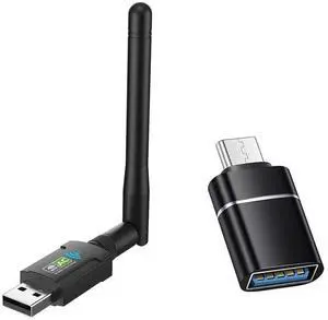 AC600 USB WiFi Adapter for PC Wireless USB Network Adapters Dual Band 2.4GHz 5GHzSupports Win11/10/8/7/XP, Bring USB C Adapter. Black AC600 USB WiFi Adapter for PC Wireless USB Network Adapters Dual Band 2.4GHz 5GHzSupports Win11/10/8/7/XP, Bring USB C Adapter. Black