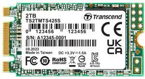 Transcend 2TB M.2 2242 SATA III SSD, Up to 550MB/s, Compatible with Ultrabook, Laptop, PC, Desktop, 3D TLC NAND Flash Internal Solid State Drive, LDPC Error Correction, SLC Cache, B+M Key - MTS425S