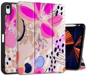 DONGKE Case for iPad 11th Generation 11 Inch 2025 (A16 Chip) & iPad 10th Generation 10.9 Inch 2022 with Pencil Holder-[Auto Wake/Sleep], Trifold Stand Soft TPU Protective Cover, Floral Artistic