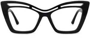Zeelool Trendy Acetate Oversized Cat Eye Glasses Frame with Non-prescription Clear Lens for Women Arsolon ZJGA165651-01 Black
