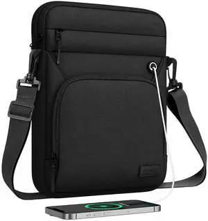 MoKo 12.9 Inch Tablet Sleeve Bag, Fits 13 Inch New iPad Pro M4 & Air M2 2024, iPad Pro 12.9 inch M2&M1, Galaxy Tab S9/S8 Plus 12.4", Multifunctional Bag with Shoulder and Headphone Port, Black