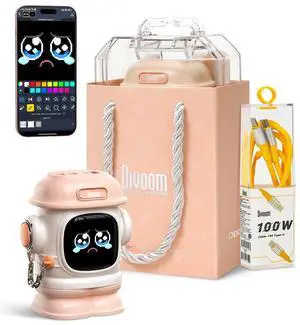 Divoom Dipow 65W USB-C Charger 3-Port Fast GaN Charger with DIY Pixel Display Foldable Compact Wall Block Power Adapter for iPhone 16/15 MacBook iPad Galaxy S23/S24 Switch (with 100w Cable) (Pink)