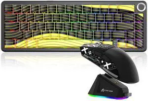 Attack Shark X65PRO HE & X11 Gaming Combo,Hall Effect Magnetic Keyboard & Ultralight Mouse with RGB Charging Dock,8K Polling,22K DPI,Tri-Mode Wireless,Hot-Swappable, for Win/Mac/Linux-Black Yellow