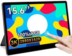 Magedok 15.6 Inch 3K Touchscreen Portable Monitor, IPS 2880 * 1620,100% sRGB Mobile Monitor Eye Care Game Display Built USB-C/HDMI/Mini DP with Folding Kickstand for PC,Laptop,Game Console