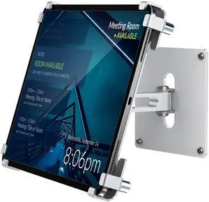 AboveTEK Universal Tablet Wall Mount, Anti-Theft iPad Mount with Locking Enclosure for 9.7"-13" Screen, Heavy-Duty Aluminum Kiosk for Business POS Display, Adjustable 360° Swivel & Tilt VESA Mount