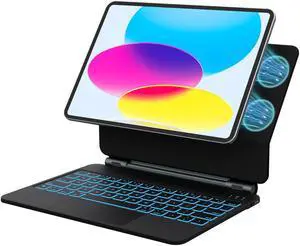 Sooguard for iPad 11th 10th Generation Case with Keyboard,11/10.9 inch 2025 A16/2022 Folio Keyboard Case,Magnetic Wireless Magic Keyboard,7-Color Backlight,Multi-Touch Trackpad, Thin & Light (Black)