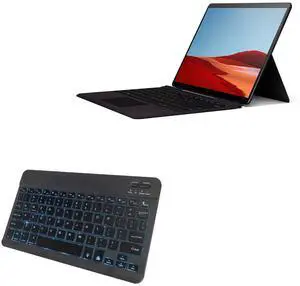 BoxWave Keyboard Compatible with Microsoft Surface Pro X (13 in) - SlimKeys Bluetooth Keyboard - with Backlight, Portable Slim LED 7 Colors - Jet Black
