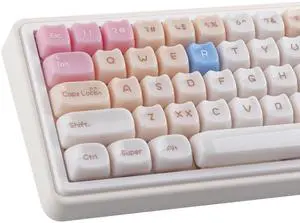 TYRIXKI Ceramic Jade Ragdoll Cat Keycaps, 148 Keys Translucent Pink Jelly Cute Keycaps Mao Profile Creamy Custom Keycap for Cherry Gateron MX Swithes Mechanical Keyboards