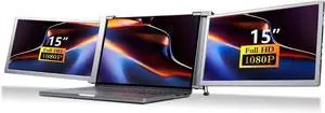 Trion 15.4 inch Dual Portable Trifold Monitor 1080P IPS FHD Monitor Screen Extender for Laptop - Space Grey