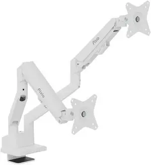 Pixio PS1D Wave White Dual Monitor Arm Stand Desk Mount - Fits up to 32 inches Monitors and up to 19.8lbs. VESA Compatibility and Integrated Cable Management