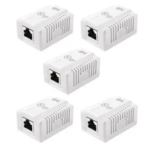 [UL Listed] Cable Matters 5-Pack Shielded Cat6A Surface Mount Box (Shielded Ethernet Surface Mount Box) in White