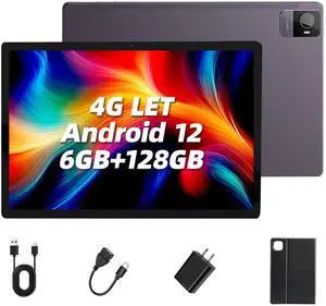 Elepad 10.51 Inch 2K Android Tablets, All-Day Battery Life, Six-Core+Large Screen Tablet 128GB ROM 6GB RAM, 5MP+13MP Dual Camera Tablets PC, Android 12, 5G WiFi 5.0 BT, Gaming Tablet