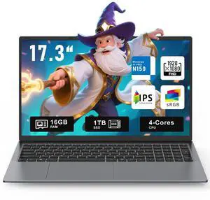 CHIFUYOU 2025 Gaming Laptop,17.3 Inch Laptop Computer,16GB RAM 1TB SSD,N150 Processor(4C/4T, Up to 3.6GHz),17.3" FHD 1920 * 1080 Display,WiFi 5,BT4.2, Backlit Keyboard