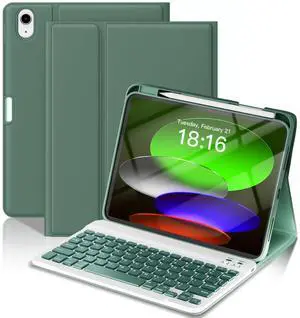NOKBABO for iPad 11th 10th Generation Case with Keyboard, Magnetic Wireless Detachable Folio case with Pencil Holder, Keyboard for ipad 11th(A16,2025) & iPad 10th Generation(2022) - Midnight Green