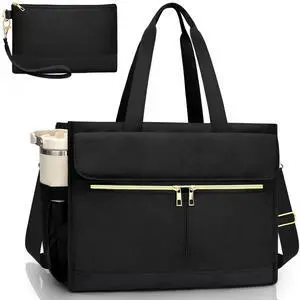 Laptop Bag for Women,Work Bag with Purse, 15.6 Inch Tote Bag with Compartments, Computer Bag for Office Teacher Nurse (black)