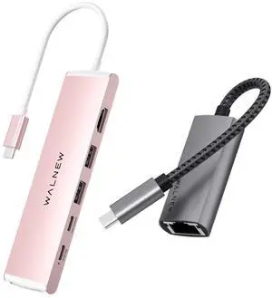 WALNEW 7-in-1 USB C Hub& USB-C to Ethernet Adapter