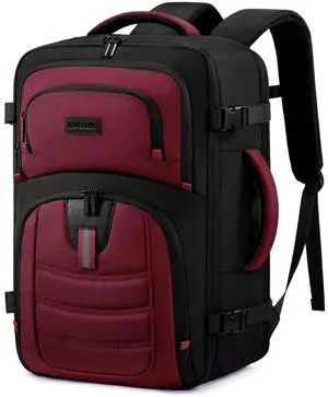 LOVEVOOK Backpack Men - 17inch Travel laptop backpack 35L Large Carry On Backpack Personal Item Size, Airline Approved waterproof backpack with 3 Packing Cubes,Black&Red