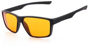 VUEECECLAT Blue Light Blocking Glasses for Gamers & Digital Eye Strain Relief - 98% Sleep Zone Protection (380-500nm) | (0.78oz) Ultra-Light Frame with Orange Lens