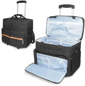 ORKELS Rolling Teacher Bag with Detachable Trolley, Wheeled Teacher Tote for 17.3'' Laptop, Books & Supplies, Spacious & Durable with Easy Maneuverability