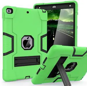 Cantis Case for ipad 9th Generation/ 8th Generation/ 7th Generation, Slim Heavy Duty Shockproof Rugged Protective Case with Built-in Stand for iPad 10.2 inch 2021/2020/2019, Green+Black