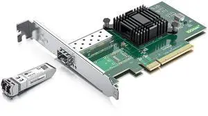 10Gb SFP+ NIC with 10Gbase-SR Module, 10G Multimode SFP+ LC Transceiver, 10G Single SFP+ NIC Compare to Intel X520-DA1, PCI Express X8, Support Windows Server/Linux/VMware