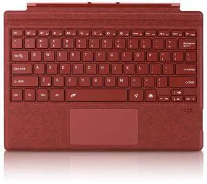 Seagtigau Keyboard Type Cover for Microsoft Surface Pro 7+ Pro 7 Pro 6 Pro 5 Pro4 Pro3, 12.3 inch, Ultra-Slim Bluetooth Multi-Touchpad Mouse Rechargeable, 7-Color LED Backlit (Poppy Red with Backlit)