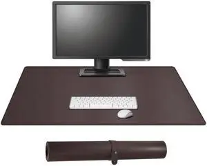 Cacoy 36" x 20" Leather Desk Pad Blotter, XXL Large Gaming Mouse Pad, Waterproof PU Leather Desk Mat On Top of Desk for Office and Home (Brown)