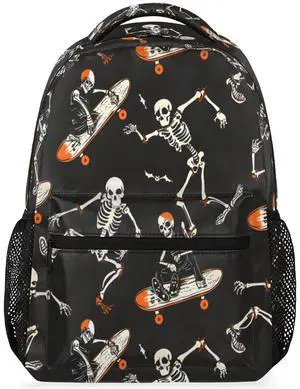 Halloween Skull Backpacks for Boys Girls Kids Funny Soprt Skuu Lightweight 16 Inch School Backpack Laptop College Bookbag Travel Casual Daypack Hiking Camping Computer Rucksack Medium