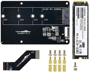 Yahboom M.2 NVMe to PCIe Adapter M.2 HAT+ for Raspberry Pi5 Support M.2 NVMe SSD 2230 2242 2260 2280 Support Install Pi5 Heatsink with 256GB M.2 SSD Nvme (PCIe Adapter+256GB SSD)
