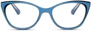 Pacific Blue Vivid Cat Eye Blue Light Glasses for Woman with Sturdy Made - Spring Hinges Eyeglasses Frame - Cateye Bluelight Glasses Womens - Flexible for all Face Shapes Fashion Glasses for Women