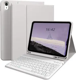 Keyboard Case for iPad Mini 7 A17 Pro / iPad mini 6 8.3 inch, iPad Mini 7th/6th Gen Stand Folio Slim Makaron Smart Case Cover via Detachable Rechargeable (USB-C) Keyboard with Pen Holder (gray)