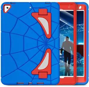 Nitupai Case for iPad 9th/7th/8th Generation Case iPad 10.2 Case for Kids 2021/2020/2019 iPad Cover 10.2 Inch Cases with Stand | Screen Protector Shockproof iPad 10.2'' Case for Boy Child, Blue+Red