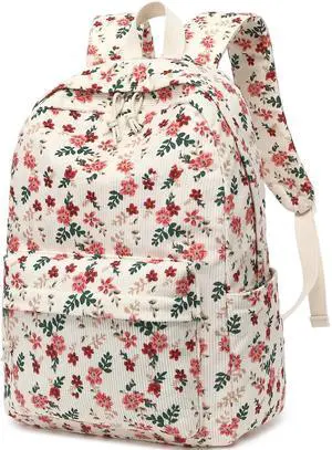 BTOOP School Backpack for Teens Large Corduroy Bookbag Lightweight 15.6 inch Laptop Bag for Girls Women Casual High School College