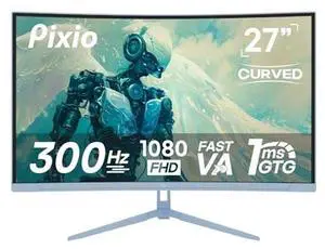 Pixio PXC279 Wave Blue 27 inch 300Hz Refresh Rate FHD 1080p Resolution 1650R Curved Fast VA Panel 1ms GTG Response Time Adaptive Sync HDR Curved Gaming Monitor