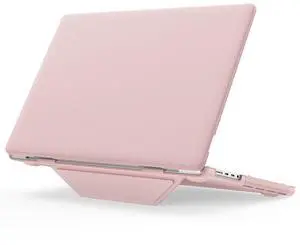 Compatible with MacBook Pro 16 inch Case 2025 2024-2021, Foldable Stand, Anti-Fingerprint PU Leather Protective Hard Shell Cover for M4 M3 M2 M1 Pro Max A3403 A3186 A2991 A2780 A2485, Pink