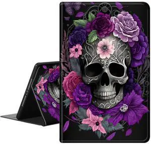 Case for Amazon Fire Max 11 Tablet (13th Generation, 2023 Release) - PU Leather Slim Standing Smart Cover Case with Auto Sleep/Wake for Fire 11 Max Tablet 2023,Purple Skull