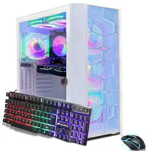 STGAubron Gaming PC Computer Desktop, AMD Ryzen 5 5500 up to 4.2GHz, GeForce RTX 2060 Super 8G,16G DDR4, 1T SSD, WiFi 6 5G & BT 5.2, RGB Fan x6, Windows 11 Home