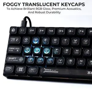 XVX Black Shine Through Keycaps for Mechanical Keyboards - 136 Keys Black Translucent Cat Eye Design,Cherry MAX Profile, PC+PBT Frosted RGB Keycaps