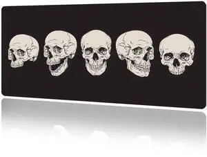 MAYCARI Skull Skeleton Desk Mat Cool Desk Pad Mouse Pad Large Black Gaming Mousepad XXL Laptop Keyboard Desktop Writing Pad for Girls Students 31.5"X15.7"