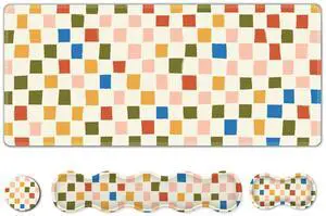 ARTSO Large Mouse Pad with Keyboard Wrist Pad and Mouse Wrist Pad Set, Ergonomic Computer Desk Wrist Support Mousepad for Keyboard and Mouse-Vintage Color Plaid