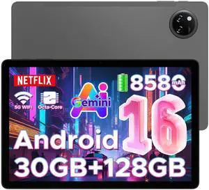 DOOGEE Tab A9 Pro+ Android 16 Tablet,11 inch Tablet with 90Hz Display,30GB+128GB/2TB TF Octa-Core Gaming Tablets,8580mAh,1080P,Bluetooth 5.0+5G WiFi Tablets,13MP+5MP,Face ID/OTG